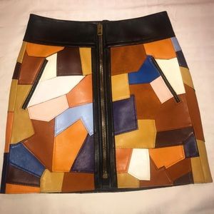 Coach Multicolored Patchwork Leather Miniskirt